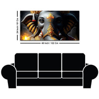Royal Lord Shri Ganesha Grey & Dark Gold Canvas Wall Painting –  Luxury Spiritual Wall Art for Home & Office Decor
