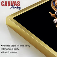 Royal Lord Shri Ganpati Bappa Auspicious Golden & Blue Sculpture Canvas Wall Painting for Home & Office – Modern Religious Wall Decor