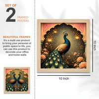 Royal Mughal Doorway & Peacock Art Wall Frame Set of Four