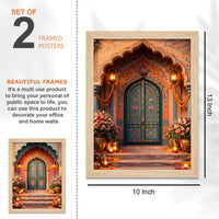 Royal Mughal Doorway & Peacock Art Wall Frame Set of Four