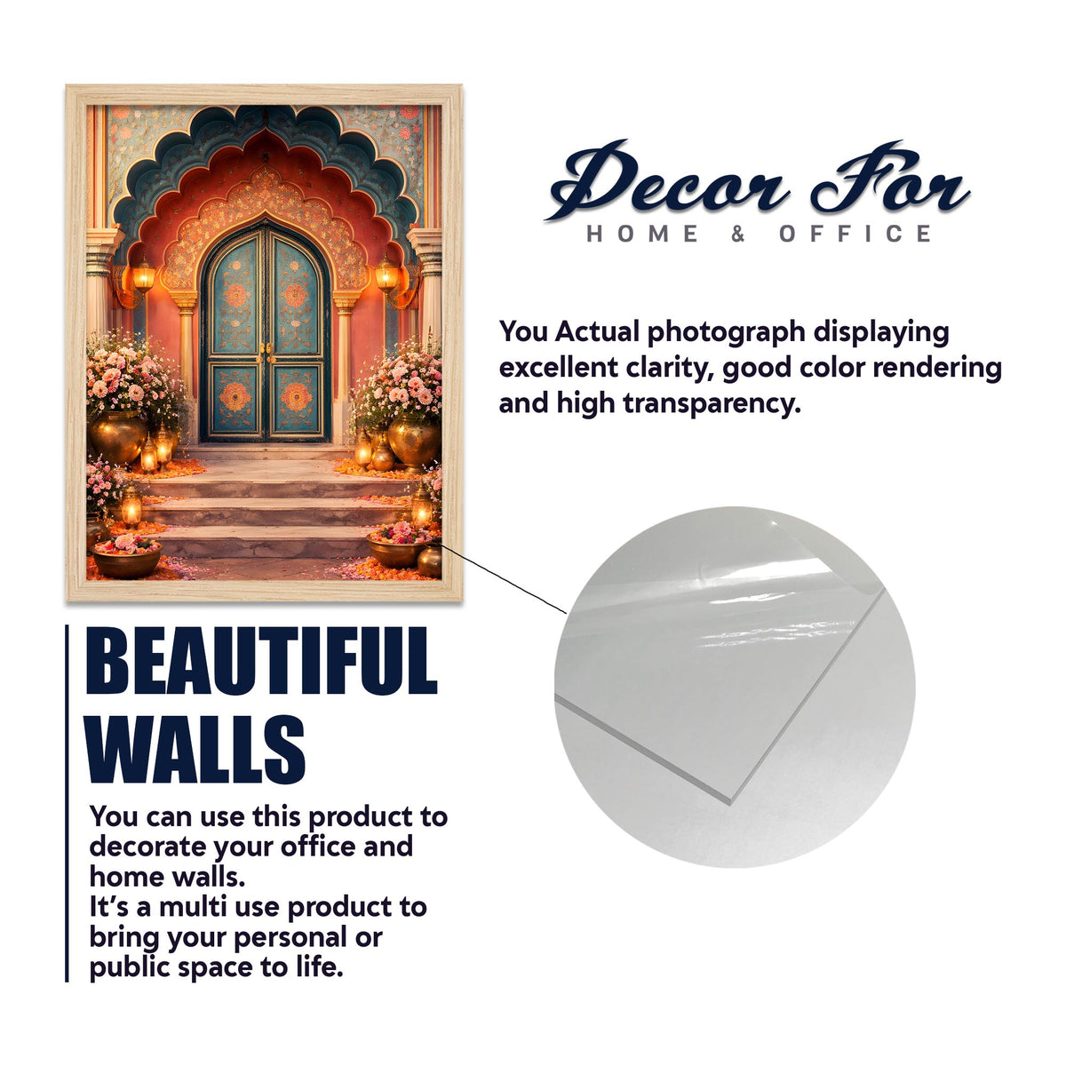 Royal Mughal Doorway & Peacock Art Wall Frame Set of Four