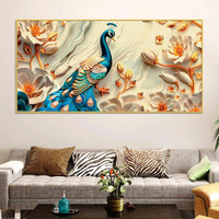 Royal Peacock Abstract Canvas Painting for Home Décor