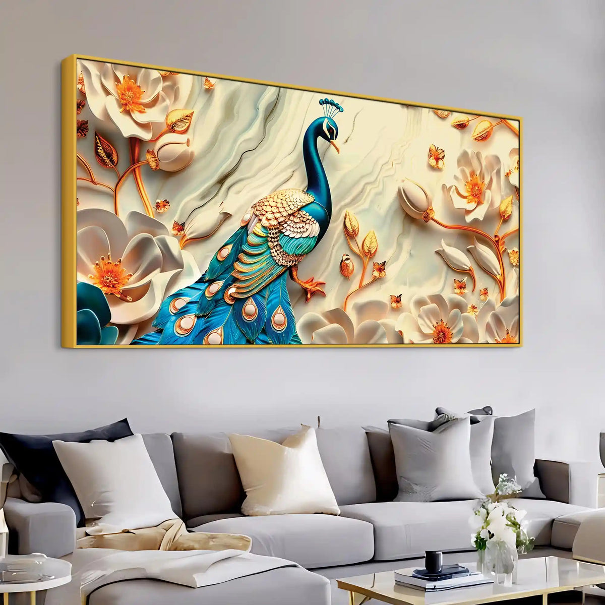 Royal Peacock Abstract Canvas Painting for Home Décor