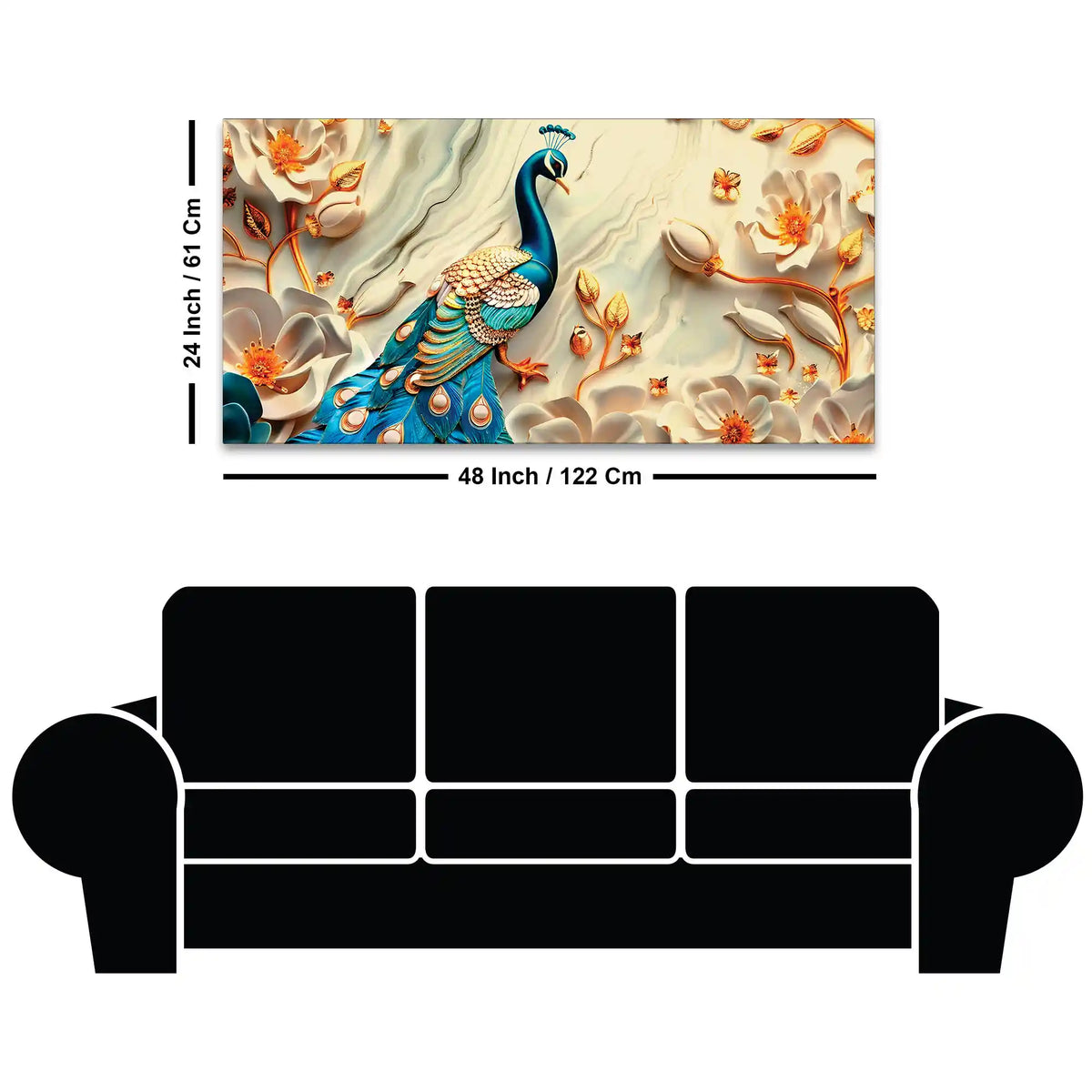Royal Peacock Abstract Canvas Painting for Home Décor