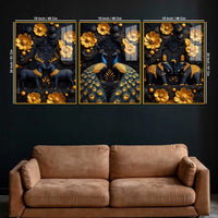 Royal Peacock Deer & Elephant Floating Acrylic Wall Painting Set of 3