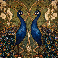 Royal Peacock Pair Floating Frame Crystal Wall Painting