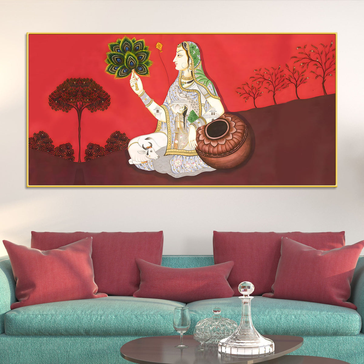 Royal Pichwai Gopi Canvas Painting – Traditional Indian Art