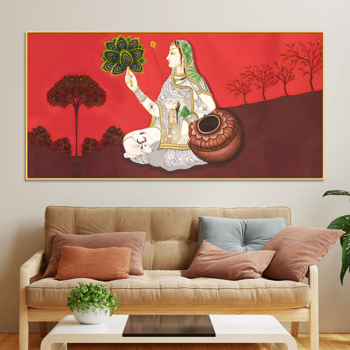 Royal Pichwai Gopi Canvas Painting – Traditional Indian Art