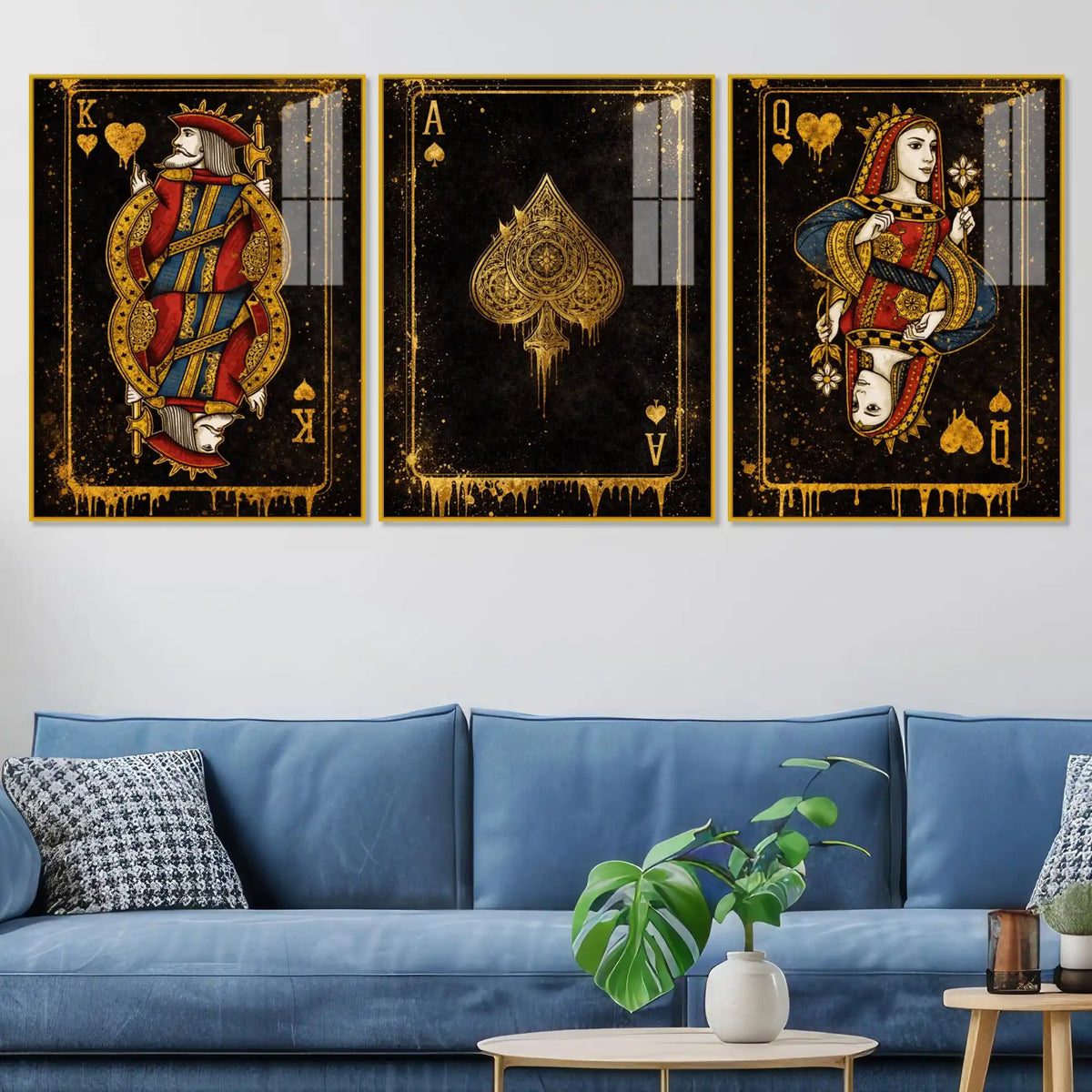 Royal Playing Cards Floating Acrylic Wall Painting Set of 3