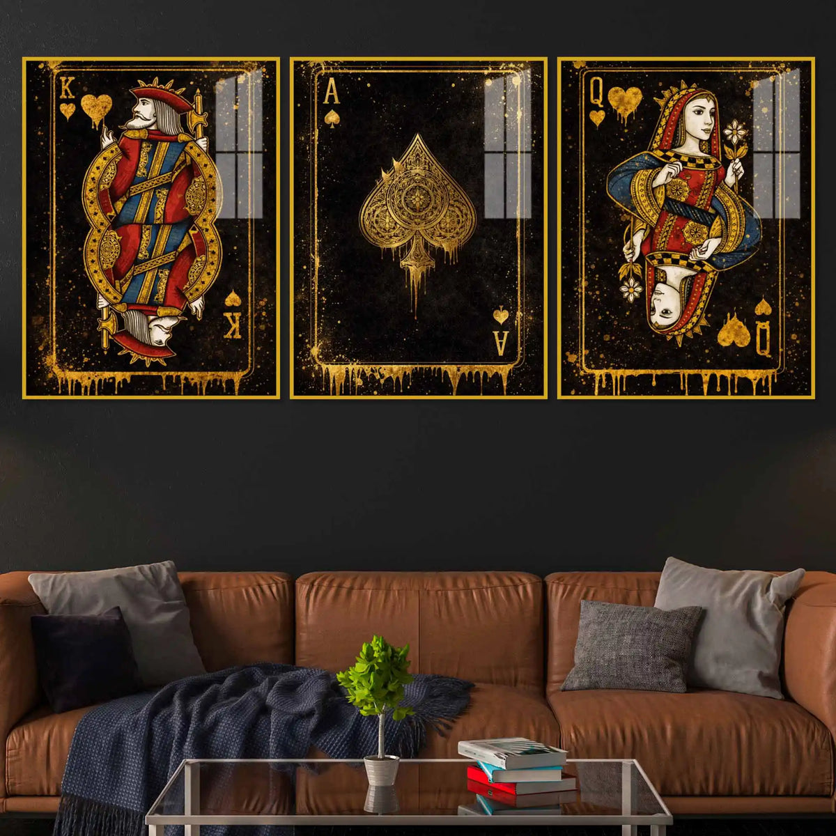 Royal Playing Cards Floating Acrylic Wall Painting Set of 3