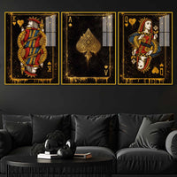 Royal Playing Cards Floating Acrylic Wall Painting Set of 3