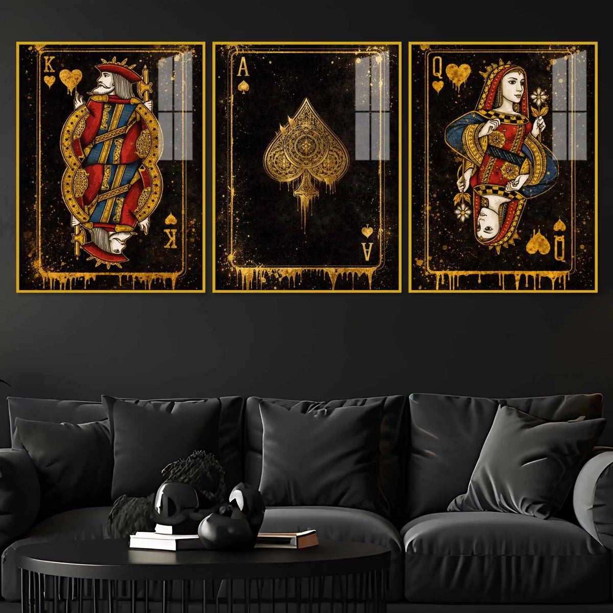 Royal Playing Cards Floating Acrylic Wall Painting Set of 3