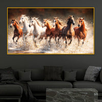 Royal Running Horses Crystal Glass Wall Painting