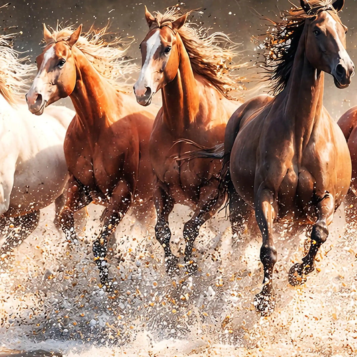 Royal Running Horses Crystal Glass Wall Painting