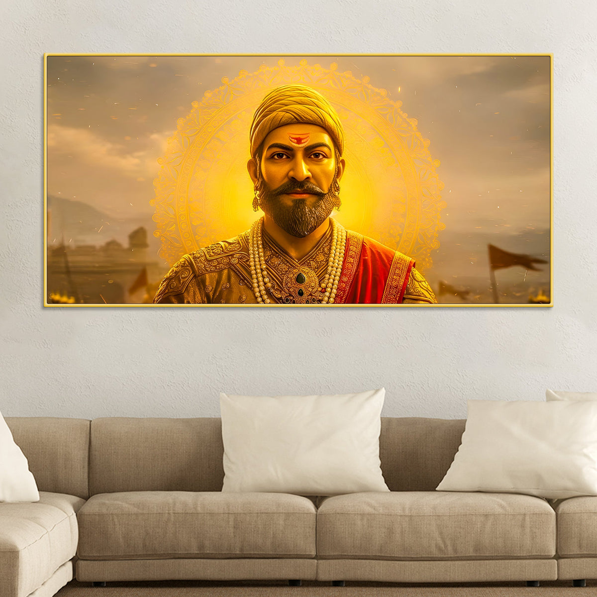 Royal Shivaji Maharaj Warrior Painting for Living Room Décor