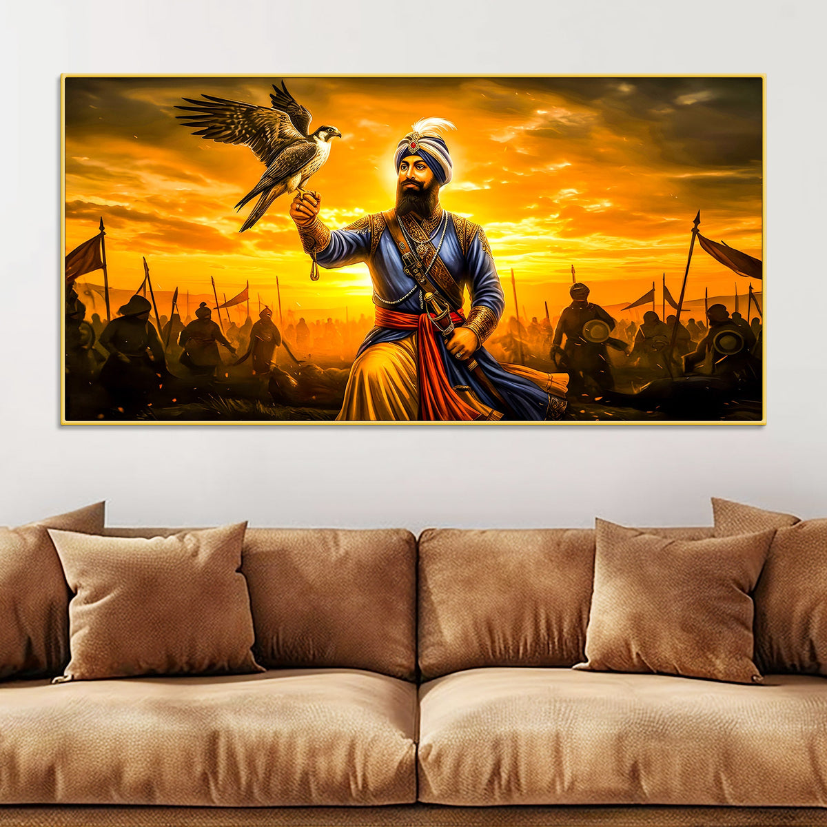 Royal Sikh Guru Warrior Canvas Painting for Living Room