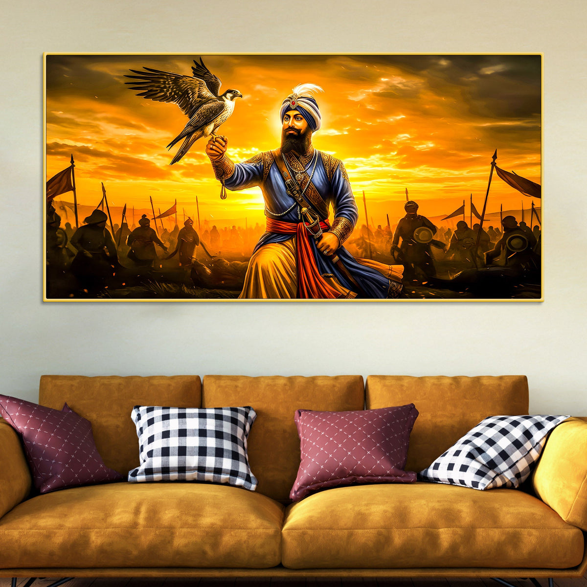 Royal Sikh Guru Warrior Canvas Painting for Living Room