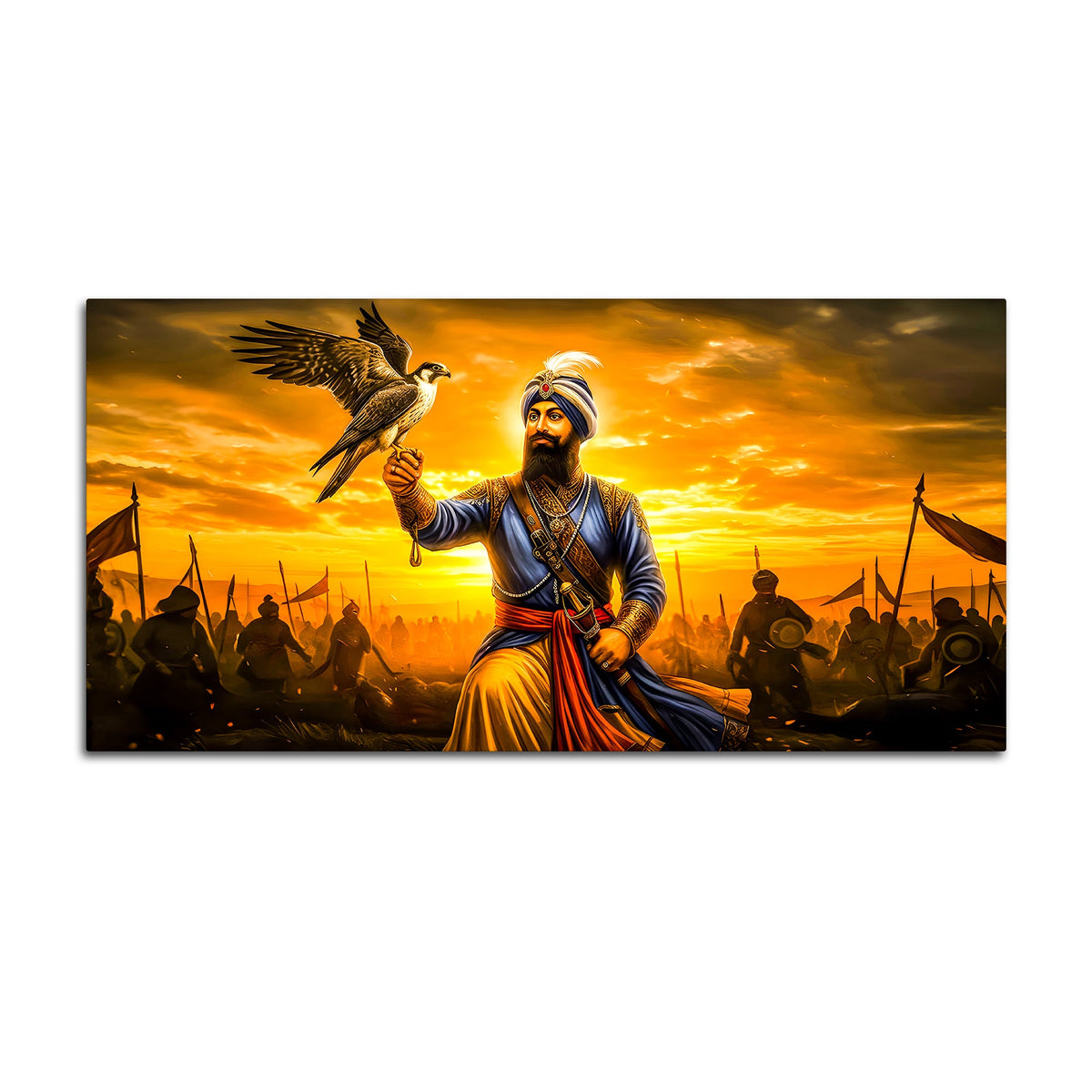 Royal Sikh Guru Warrior Canvas Painting for Living Room