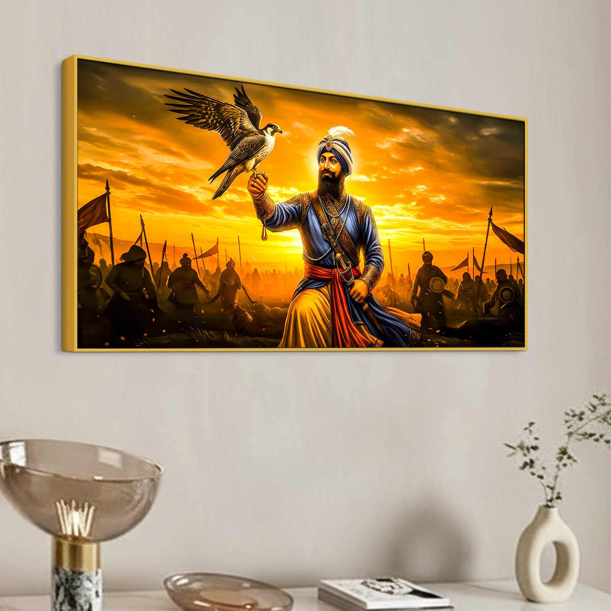 Royal Sikh Guru Warrior Canvas Painting for Living Room
