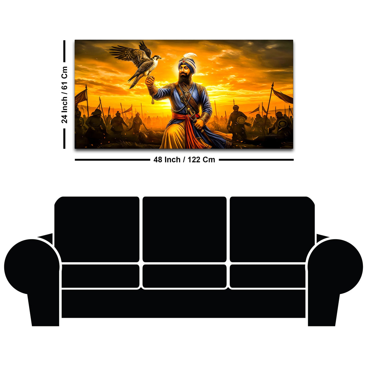 Royal Sikh Guru Warrior Canvas Painting for Living Room