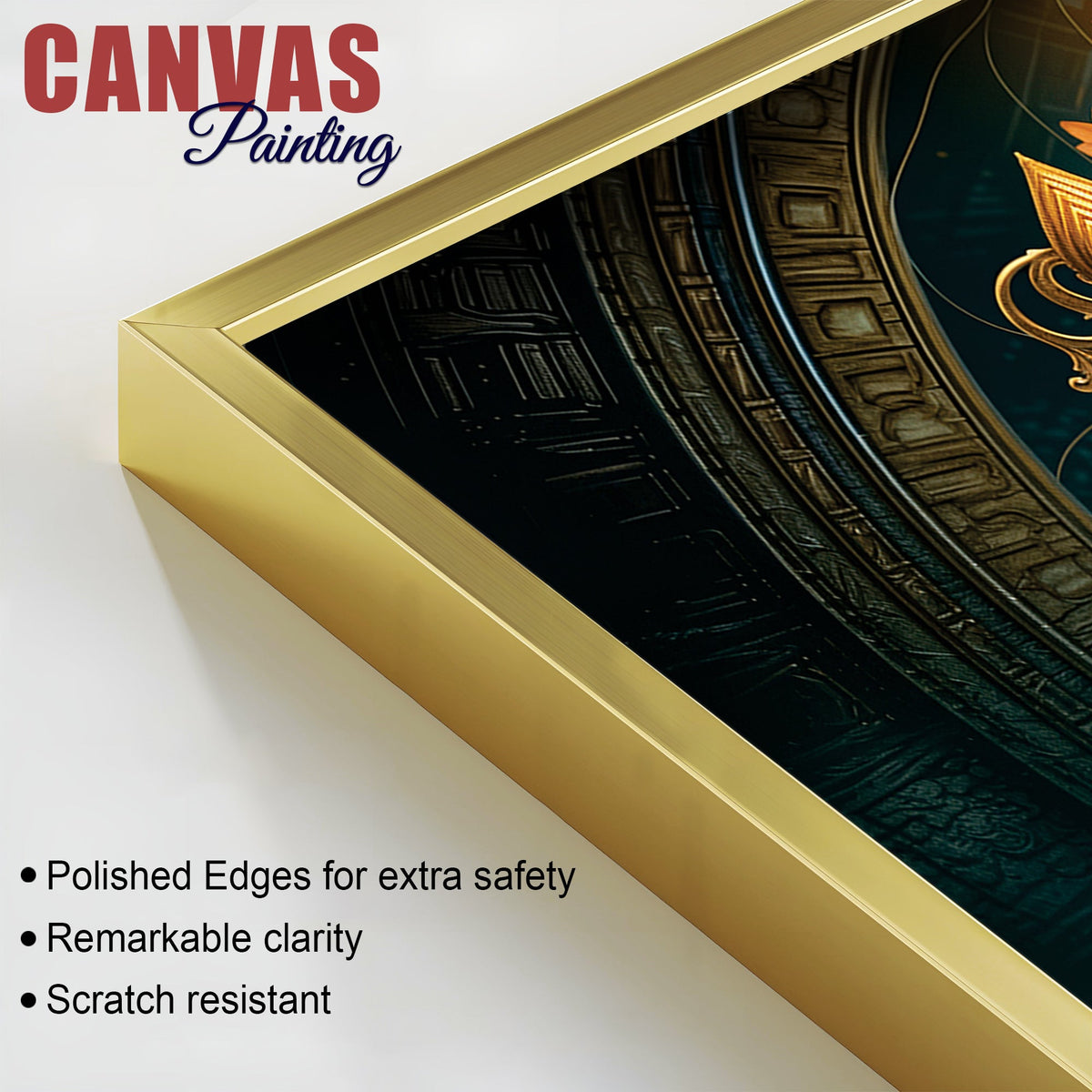 Royal Temple Inspired Lord Shri Ganeshji Canvas Wall Art Painting for Home & Office – Elegant Spiritual Wall Décor