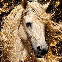 Royal White Horse Floating Frame Crystal Wall Painting