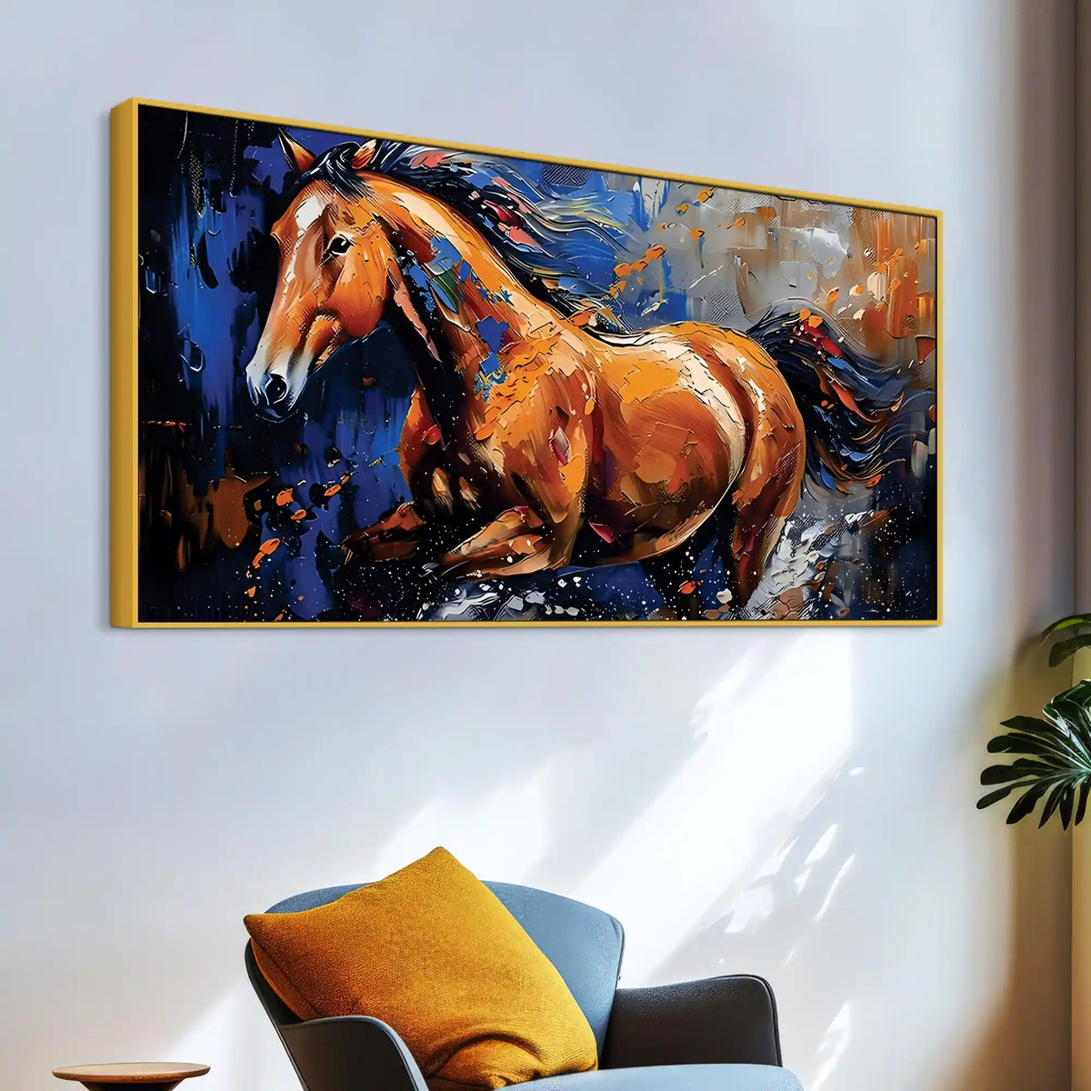 Running Horse Canvas Wall Painting for Living Room Décor