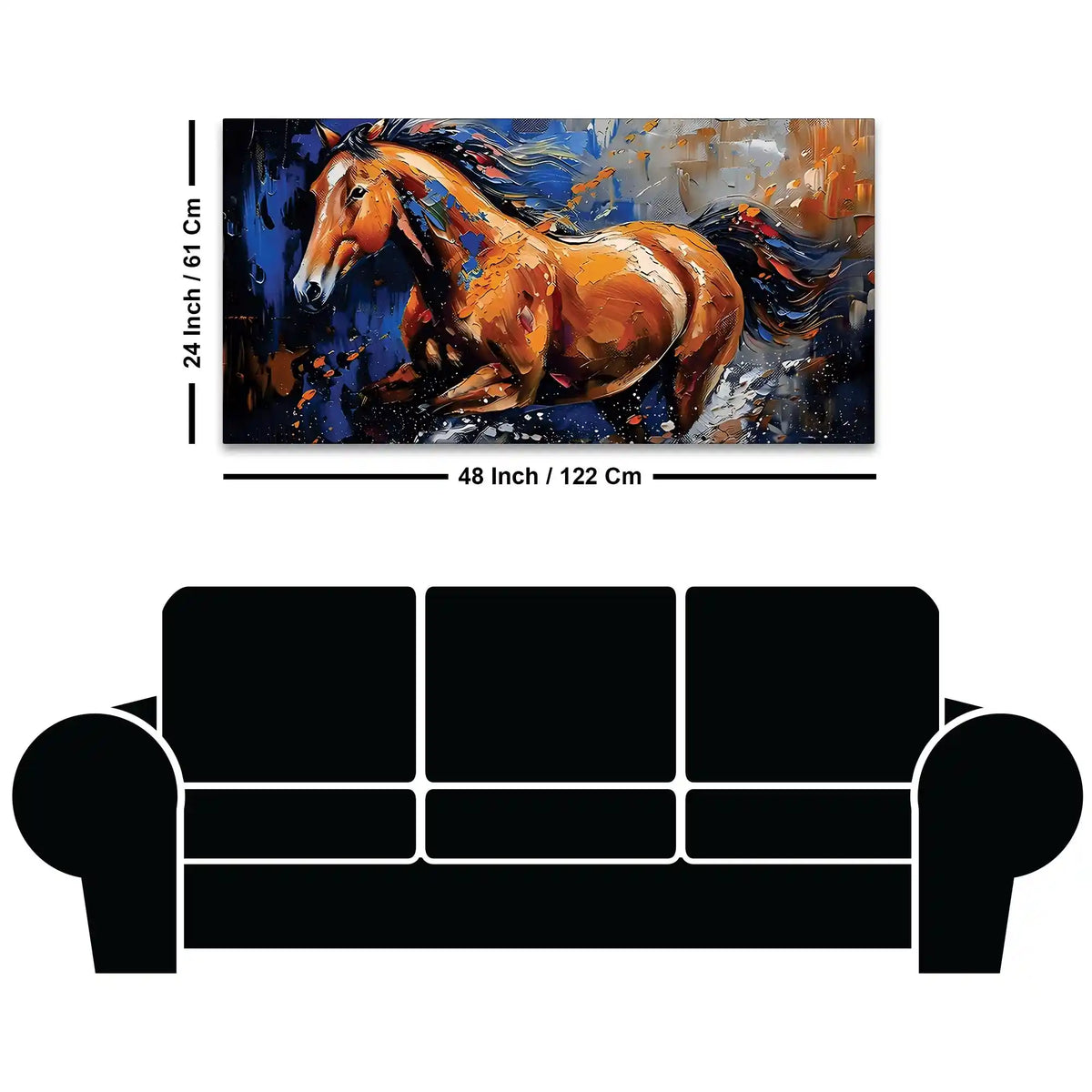 Running Horse Canvas Wall Painting for Living Room Décor
