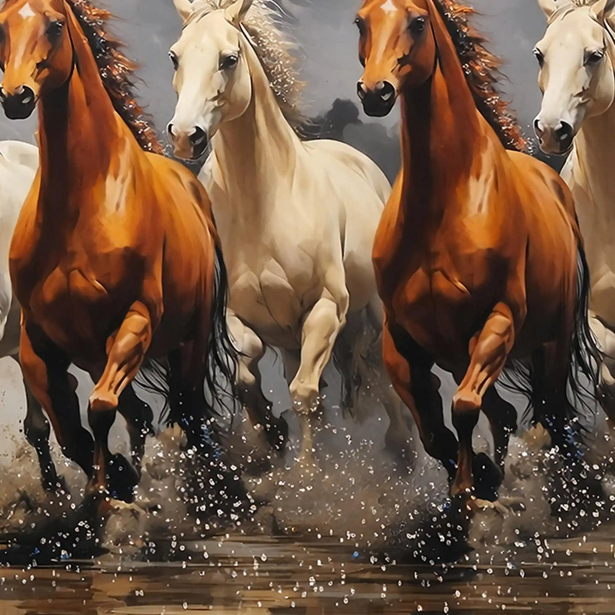 Running Horses Crystal Glass Painting for Bedroom Décor
