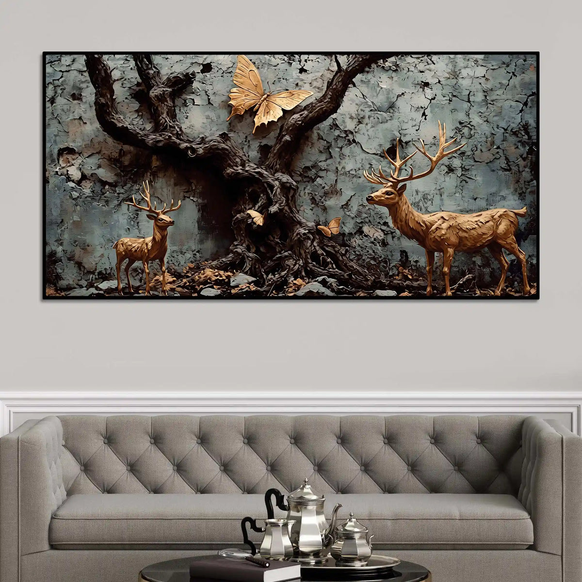 Rustic Forest Abstract Canvas Wall Decorative Painting