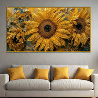 Rustic Sunflower Floating Frame Crystal Wall Painting