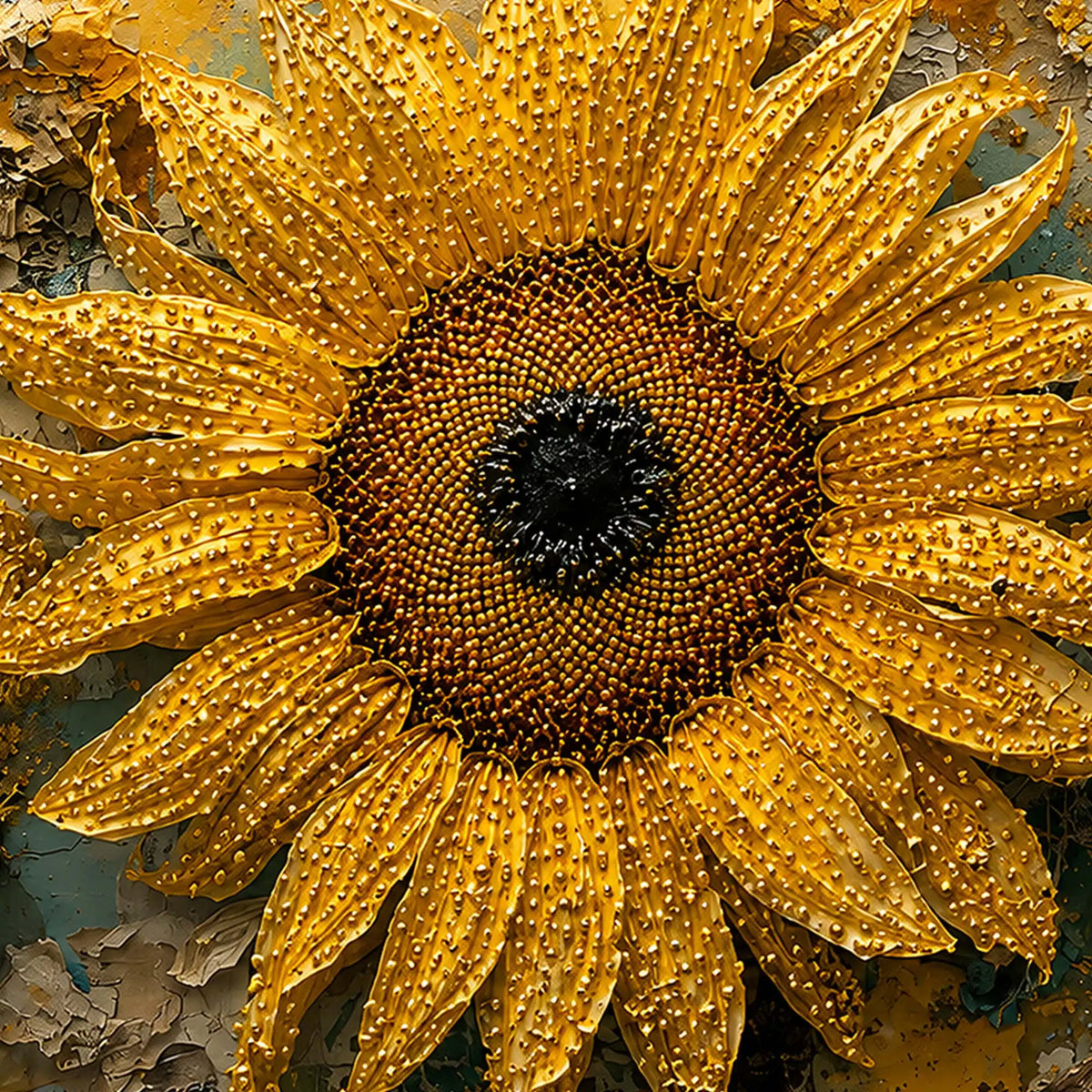 Rustic Sunflower Floating Frame Crystal Wall Painting