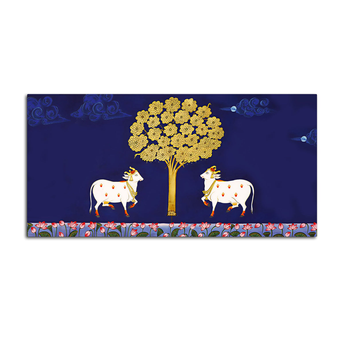 Sacred Cow Pair Wall Painting | Positive Energy Home Decor Art