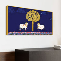 Sacred Cow Pair Wall Painting | Positive Energy Home Decor Art