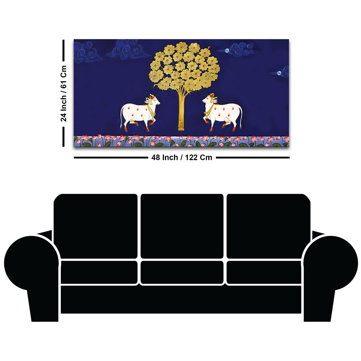 Sacred Cow Pair Wall Painting | Positive Energy Home Decor Art