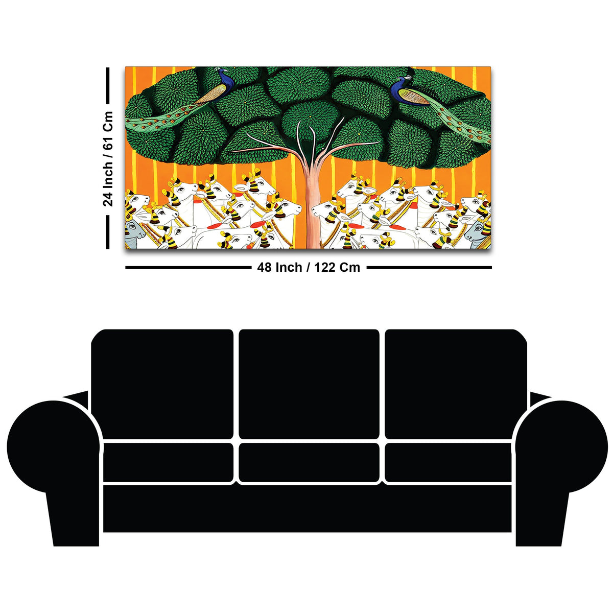 Sacred Cow Pichwai Art Canvas Wall Painting