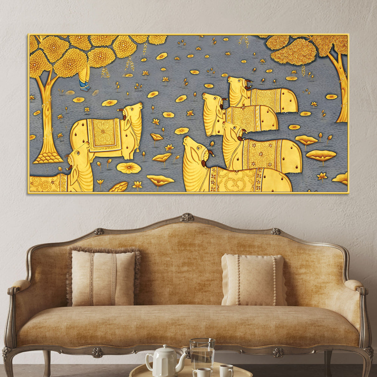 Sacred Cow Pichwai Art Religious Wall Painting