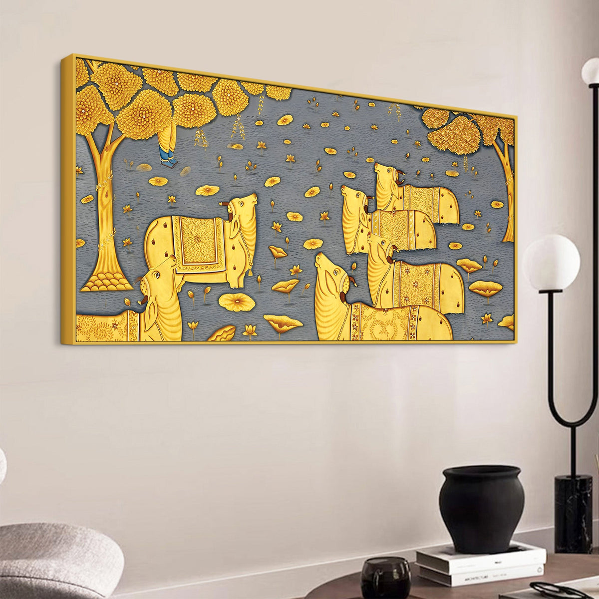 Sacred Cow Pichwai Art Religious Wall Painting