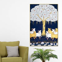 Sacred Cow Pichwai Canvas Painting | Traditional Indian Wall Decor