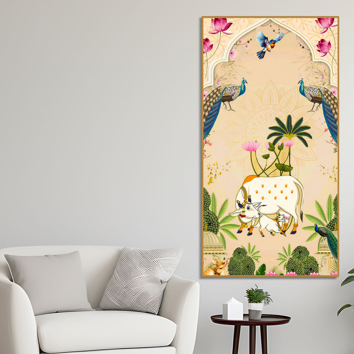 Sacred Cow Pichwai Canvas Wall Painting | Living Room Wall Decor