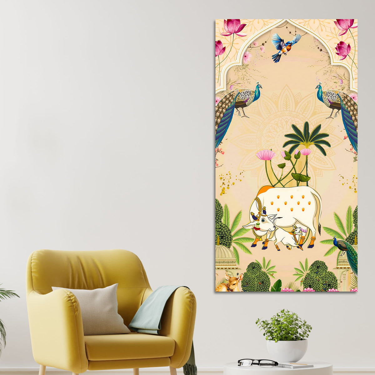 Sacred Cow Pichwai Canvas Wall Painting | Living Room Wall Decor