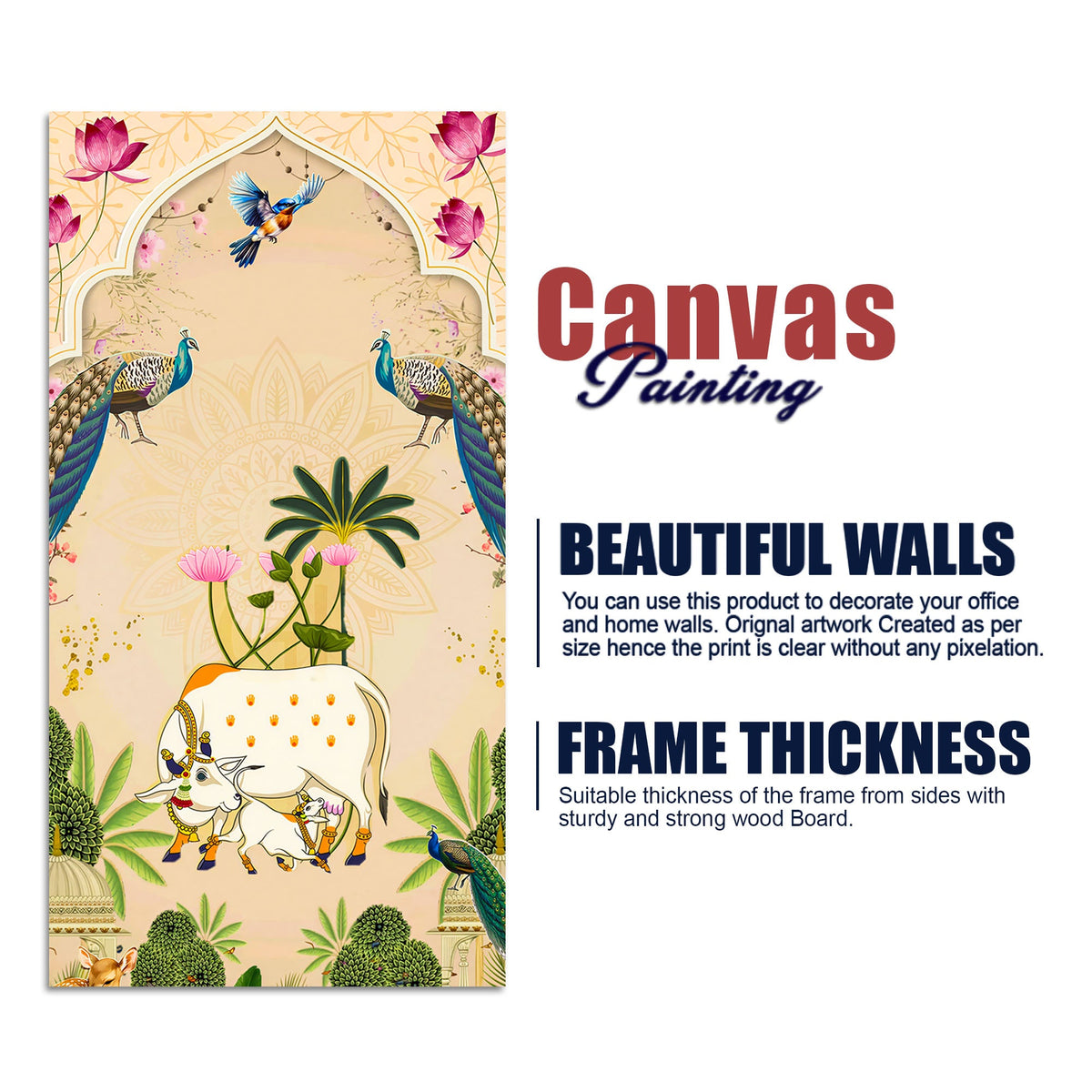 Sacred Cow Pichwai Canvas Wall Painting | Living Room Wall Decor