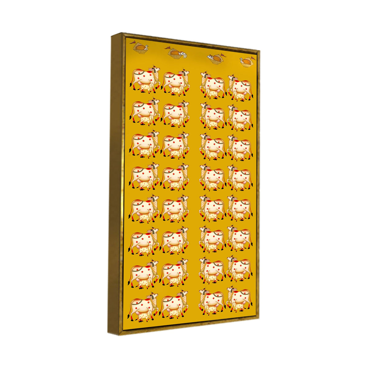 Sacred Cow Pichwai Style Canvas Painting | Nathdwara Inspired Wall Décor Art