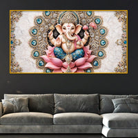 Sacred Ganpati Bappa Devotional Crystal Glass Painting for Home & Office