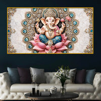 Sacred Ganpati Bappa Devotional Crystal Glass Painting for Home & Office