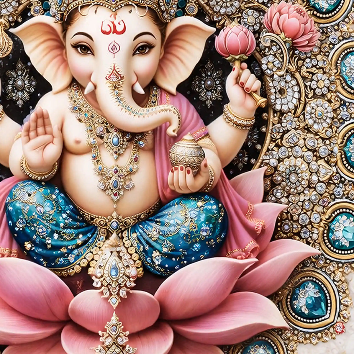 Sacred Ganpati Bappa Devotional Crystal Glass Painting for Home & Office