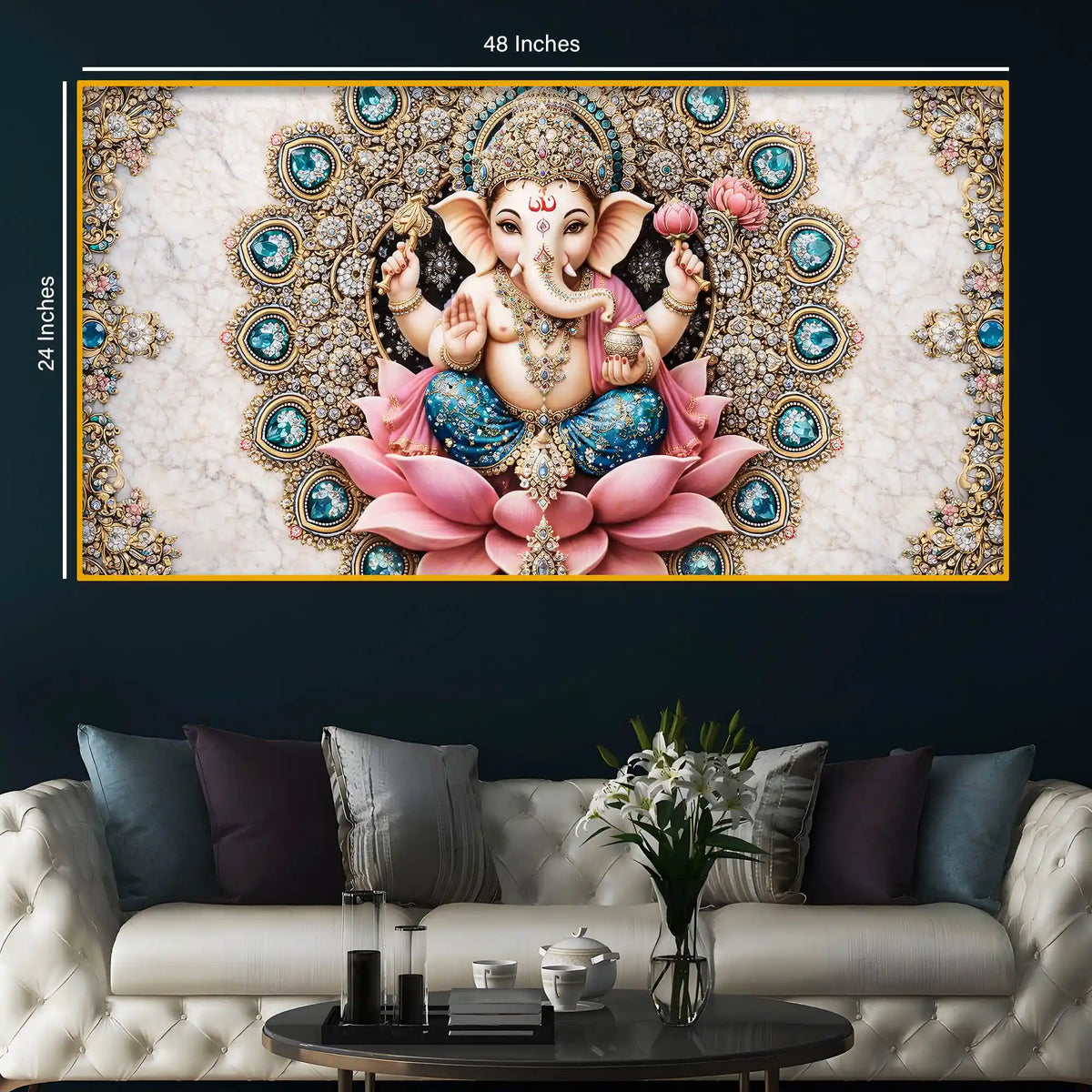 Sacred Ganpati Bappa Devotional Crystal Glass Painting for Home & Office