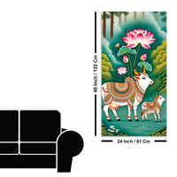 Sacred Gau Mata Canvas Wall Painting | Indian Art for Home Décor