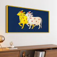 Sacred Gau Mata Pair Wall Painting | Spiritual Home Decor Art