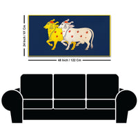 Sacred Gau Mata Pair Wall Painting | Spiritual Home Decor Art